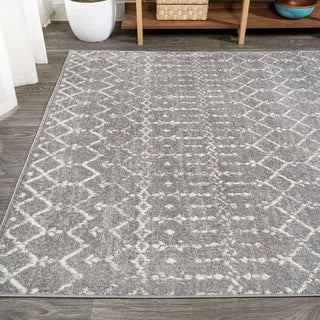 Moroccan HYPE Boho Vintage Diamond Runner Rug, Gray/Ivory, 4 X 6