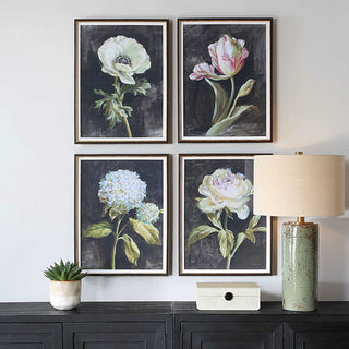 Uttermost Florals On Black Framed Prints Set of 4