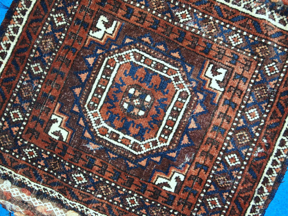 Handmade antique Afghan Baluch bag 1.4' x 1.5' ( 44cm x 45cm ) 1900s