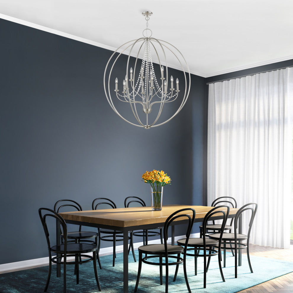 Arabella 12 Light Brushed Nickel Grande Foyer Chandelier