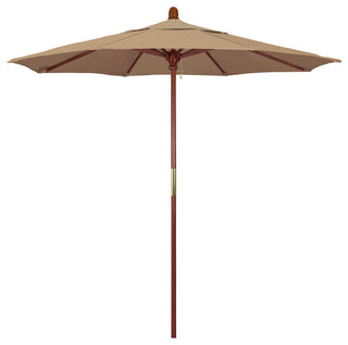 7.5' Square Push Lift Wood Umbrella, Terrace Sequoia Olefin