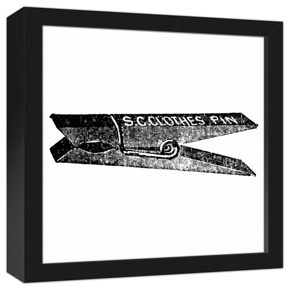 Vintage Clothespin Sketch I Wall Art, Framed Canvas