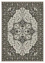 Callum Star Medallion Ivory/Grey Fringe Edge Rug Runner