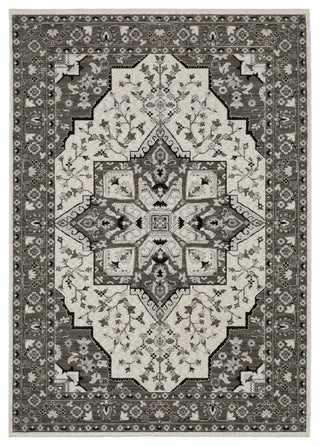 Callum Star Medallion Ivory/Grey Fringe Edge Rug Runner