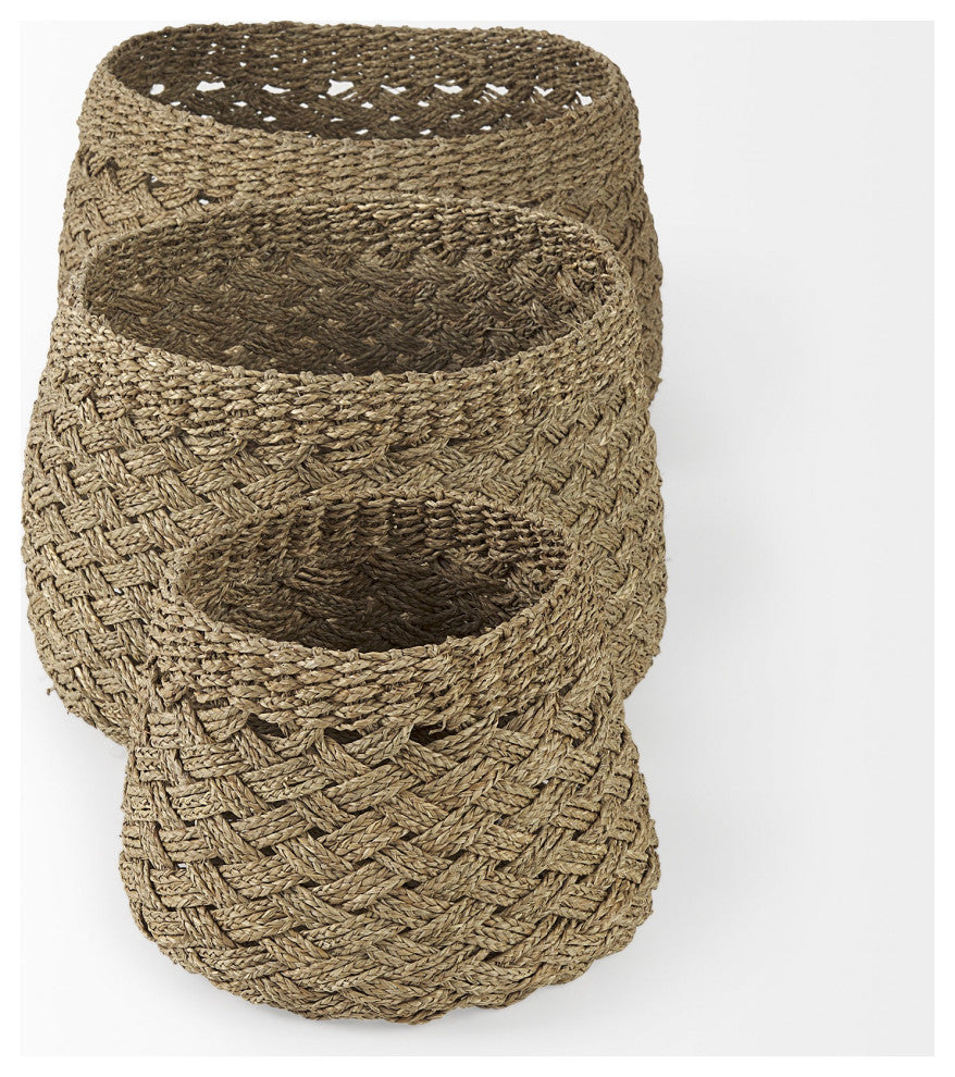 Set of Three Woven Wicker Storage Baskets