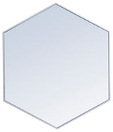Elegant Decor MR4538S Metal Frame Hexagon Mirror, 38", Silver