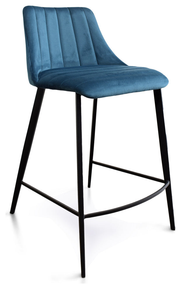 Archie Counter Stools, Blue Velvet, Set of 2
