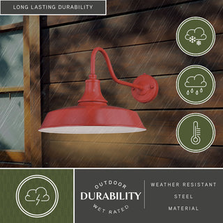 Dorado 1 Light Barn Outdoor Wall Lantern, Red/White, 15"x12"x23"