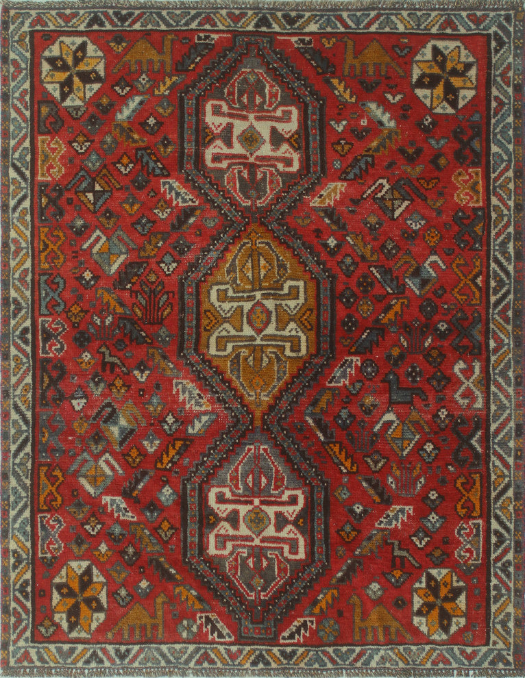 Fine Vintage Distressed Ellis Red Rug