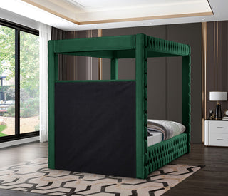 Royal Velvet Upholstered Bed, Green, King