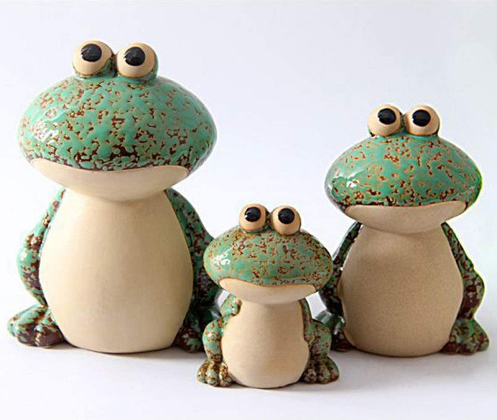 Frog Family Figurines Porcelain Statues