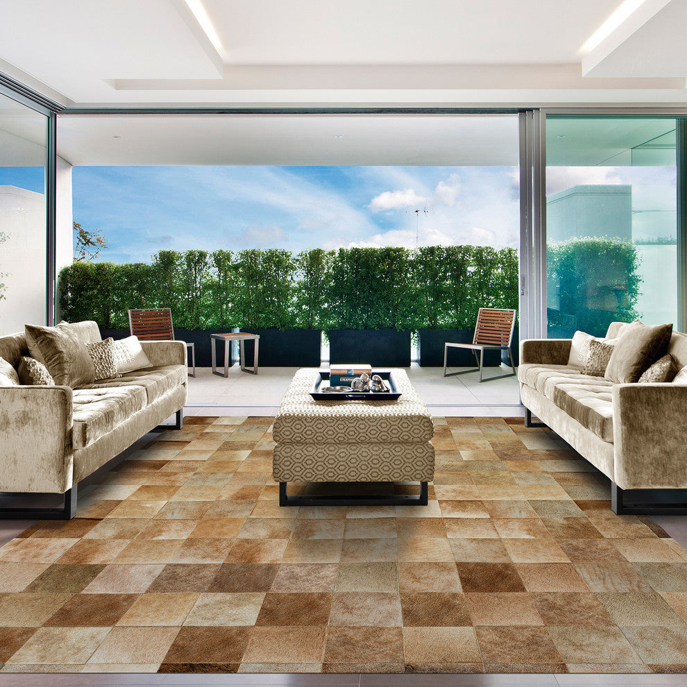 Cowhide Patchwork Rug, Ares, Shiitake, 12' X 15'