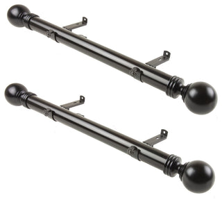 Serena 1.5" Side Curtain Rod, Black, 24"