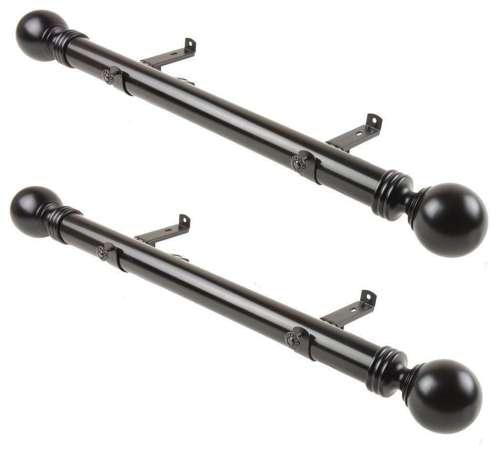Serena 1.5" Side Curtain Rod, Black, 24"