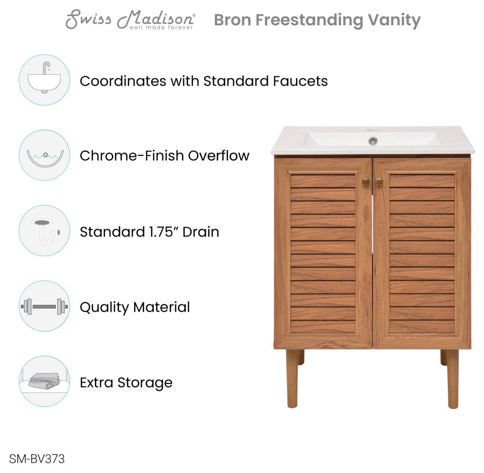 Bron 24" Bathroom Vanity, Oak