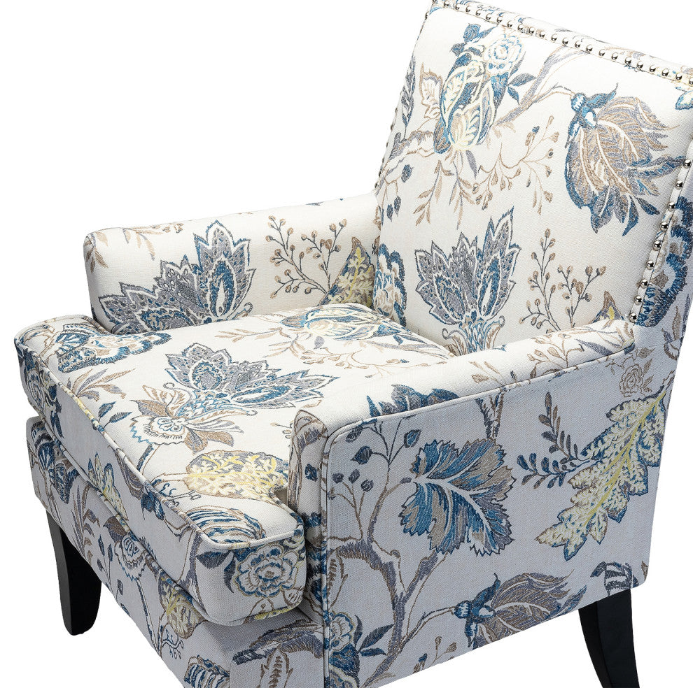 Wooden Upholstery Armchair, Set of 2, Blue