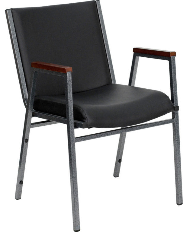 Flash Furniture Hercules Upholstered Stacking Chair in Black Vinyl