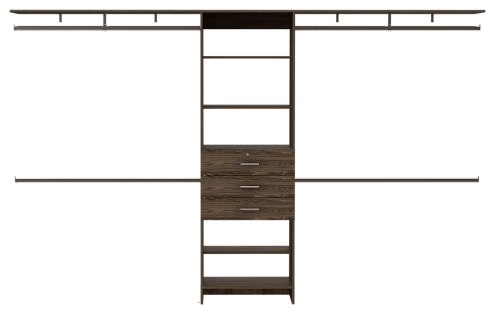 Zamora 69"W - 118"W Closet System, Dark Walnut