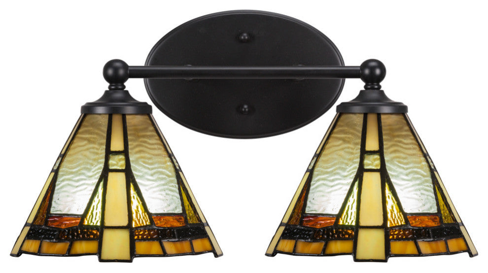 Capri 2-Light Bath Bar, Matte Black/Zion Art