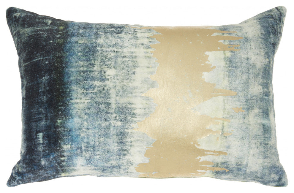 Glamorous Teal Lumbar Pillow With Metallic Gold Accents