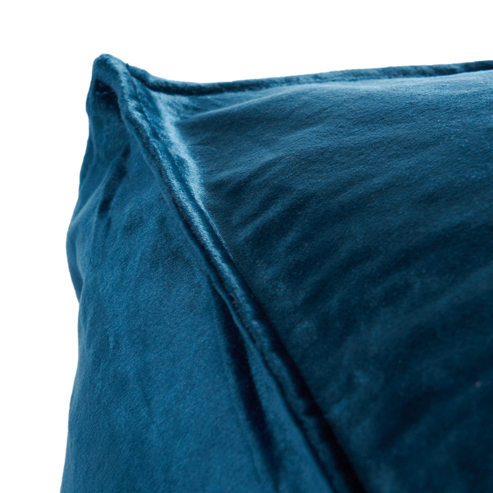 GDF Studio Cytheria Velvet Square Bean Bag Ottoman, Cobalt