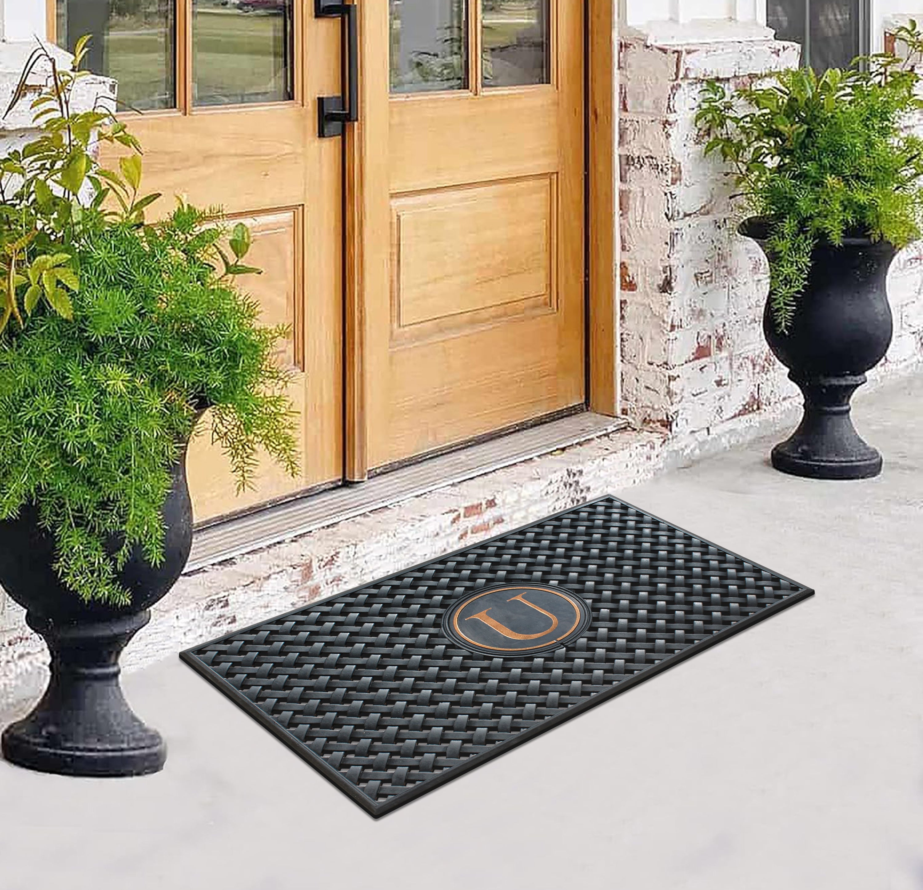 A1HC 100% Rubber Monogrammed Heavy Duty Durable Doormat 24"x39" U