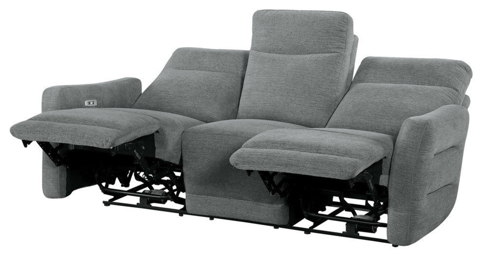 Maston Power Double Reclining Sofa, Gray
