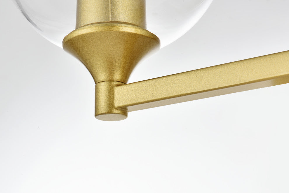 4 Light Brass And Clear Bath Sconce