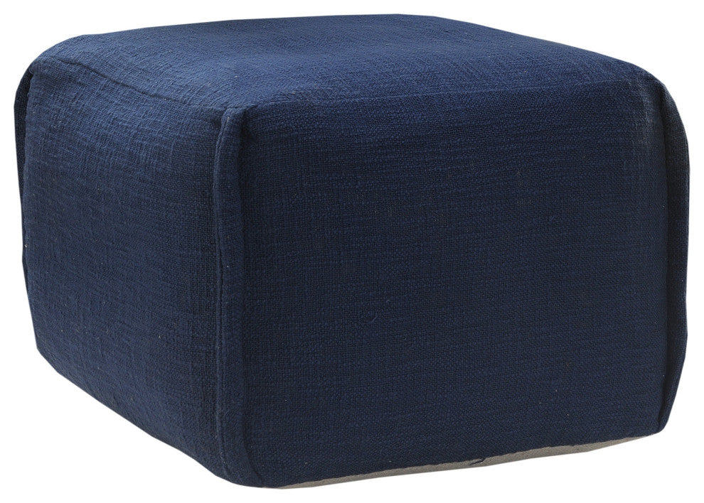 Handcrafted Solid Navy Pleated Pouf