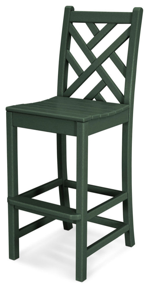 Polywood Chippendale Bar Side Chair, Green