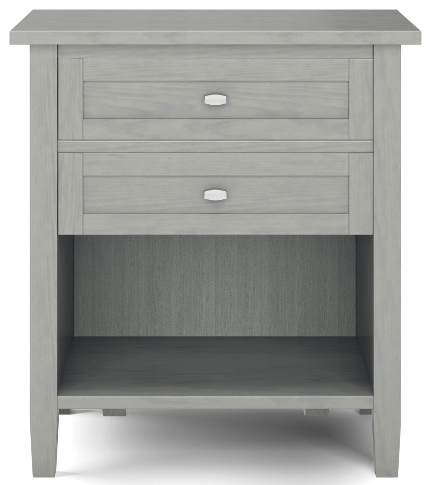 Warm Shaker Solid Wood Bedside Table, Fog Grey