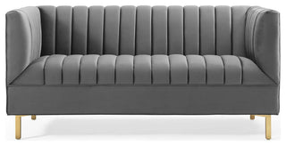 Shift Channel Tufted Performance Velvet Loveseat EEI-4131-GRY
