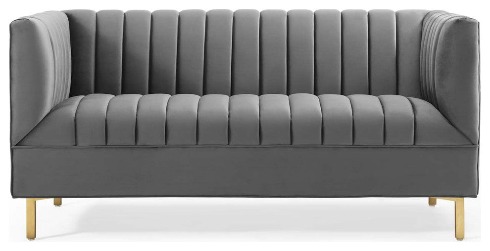 Shift Channel Tufted Performance Velvet Loveseat EEI-4131-GRY