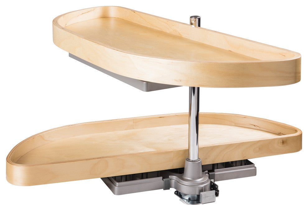 32" Half-Moon Lazy Susan Set with Wood Trays