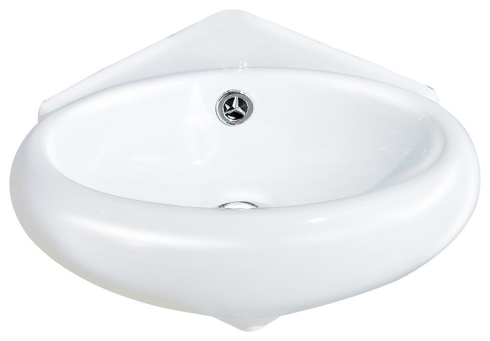Fine Fixtures White Vitreous China Round Corner Wall Hung Sink