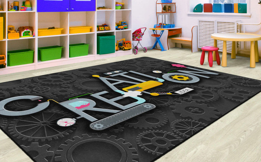 Flagship Carpets  VA1026-44FS 7'6" X 12' Creation Gears Educational Rug