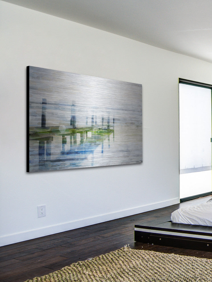 "Dock Mist" UV Ink Print on Brushed  Aluminum, 36"x24"