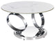 Motion Coffee Table With Ceramic Top and Stainless Steel Base, White