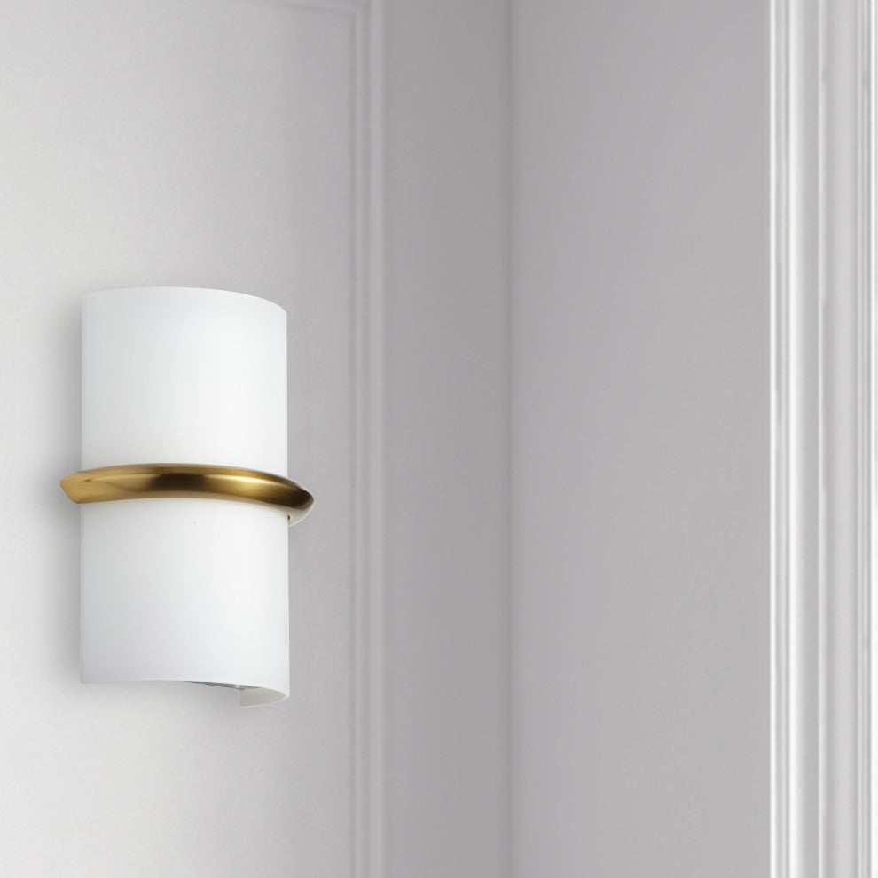 Wallace Contemporary 1 Light White Aged Brass Glass Wall