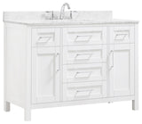 OVE Decors Tahoe 48" Vanity, White With Carrara Marble Top