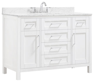 OVE Decors Tahoe 48" Vanity, White With Carrara Marble Top