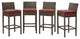 Modern Outdoor Patio Bar Stool Chair, Set of Four, Fabric Rattan, Brown Red