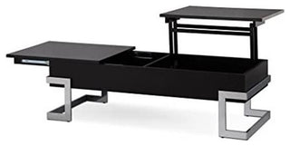 Bowery Hill Lift Top Coffee Table in Black and Chrome
