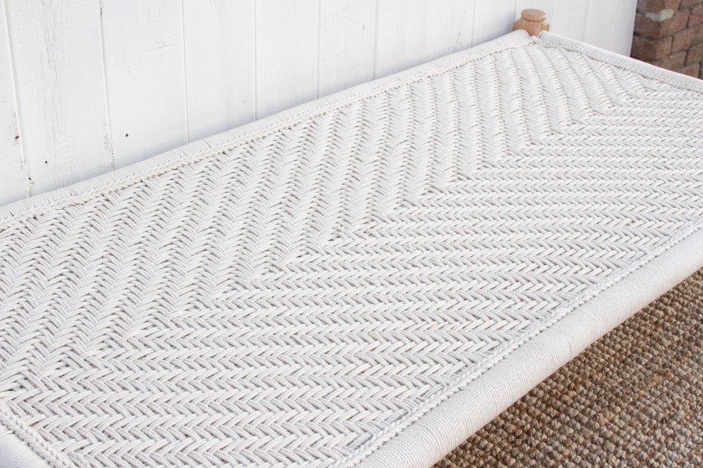 Bleached Wood and White Woven Charpai Coffee Table