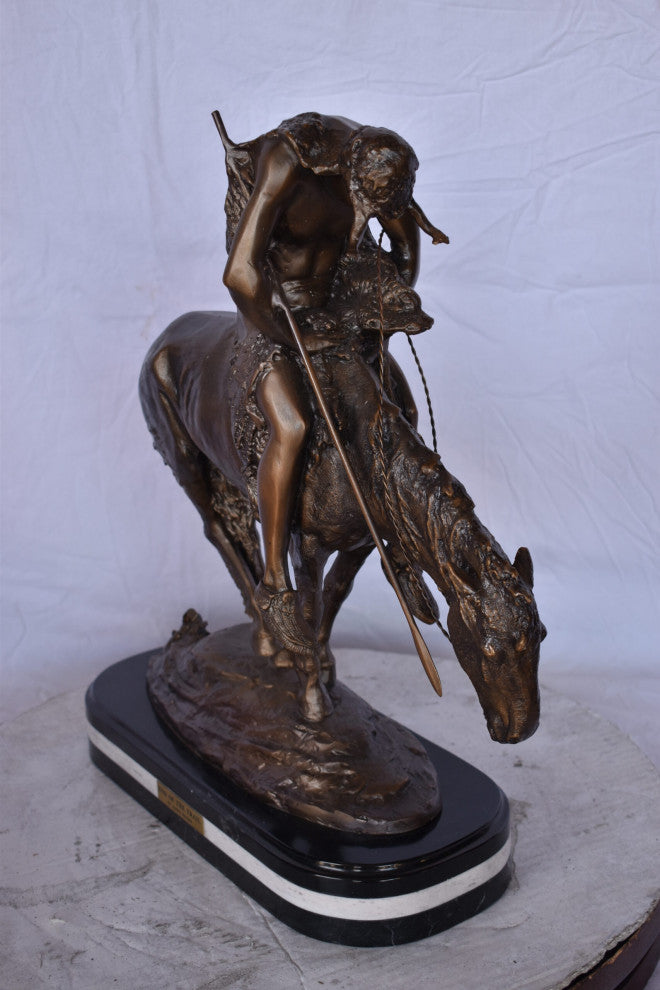 End of The Trail, a James Fraser Replica Bronze Statue - Size: 7"L x 20"W x 21