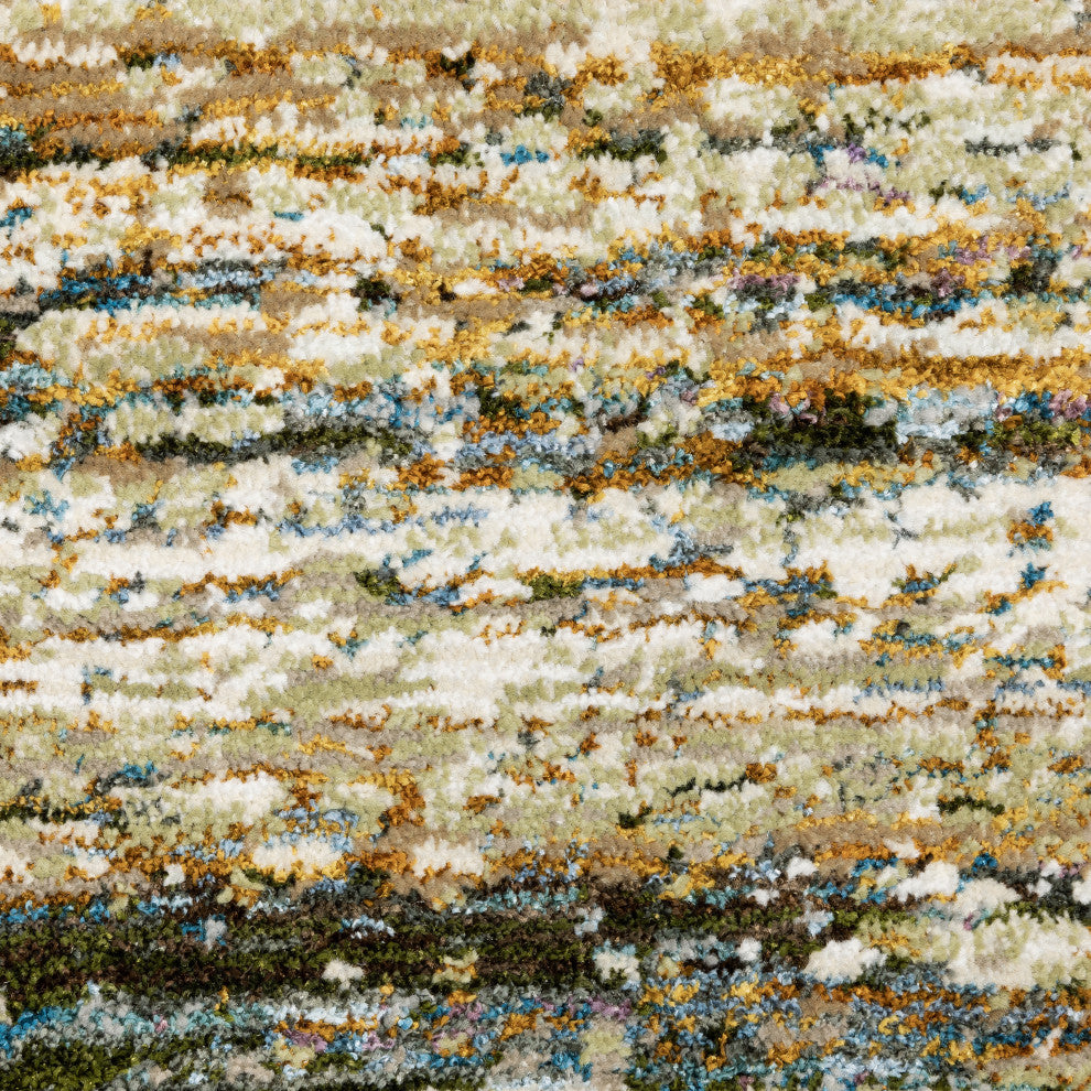 Aegina Soft Stripes Gold/Green Area Rug, 7'10"x10'10"