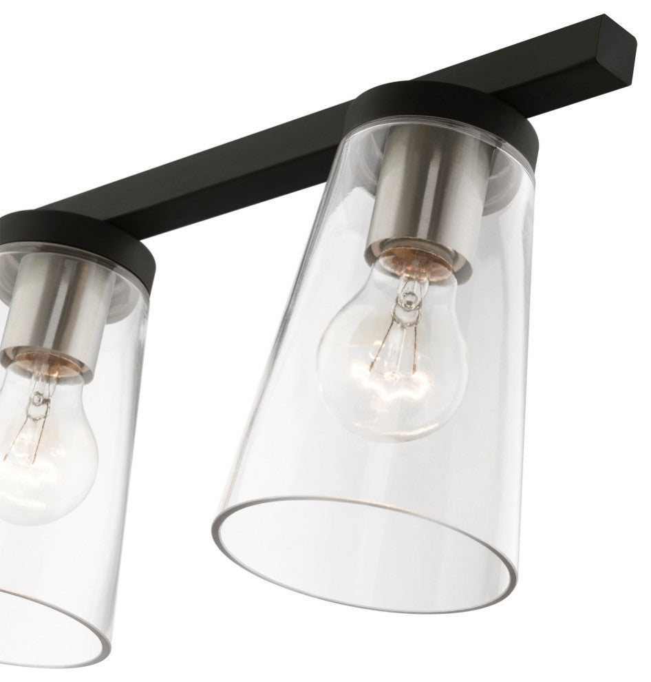 Cityview 5 Light Black With Brushed Nickel Accents Linear Chandelier