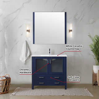 Volez Transitional Navy Blue 36" Single Vanity Set