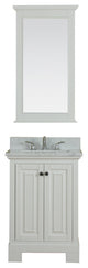 Richmond 24" Single Vanity in White, Carrera Marble Top and Mirror