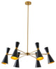 6-Light Gold Chandelier With Black Cone Shades